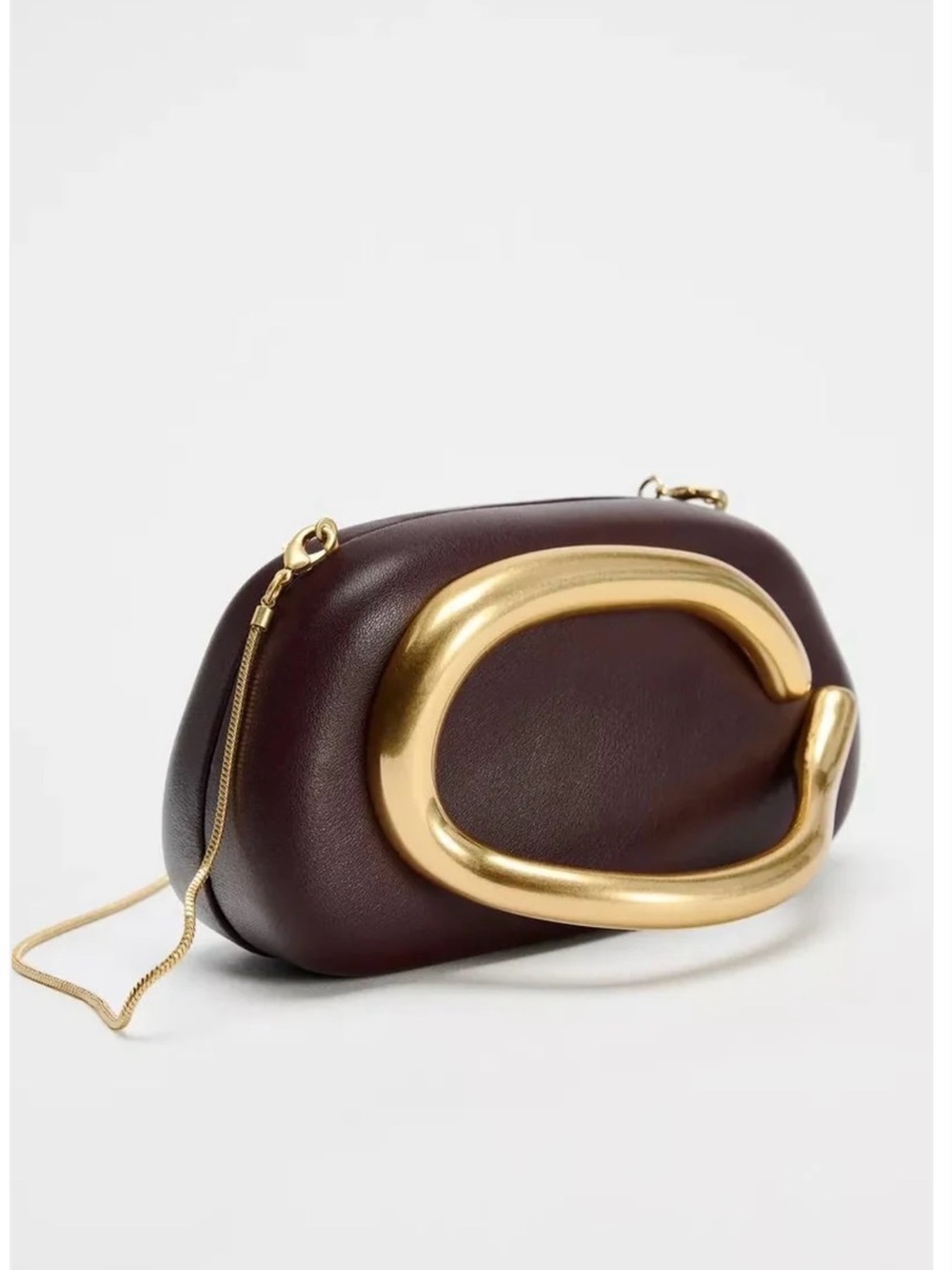 Leather clutch with Gold Hardware